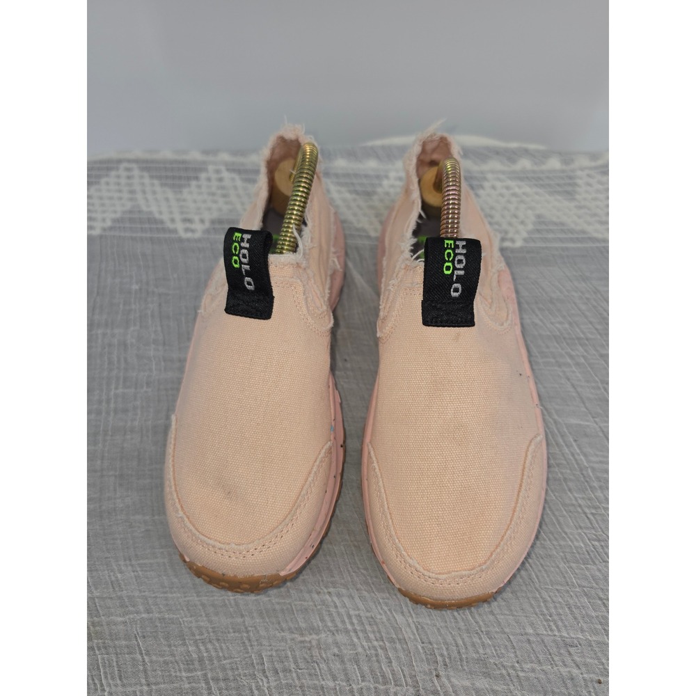 HOLO Footwear Eco Pink Canvas Frayed Slip On Sneakers Womens 7 HW123470